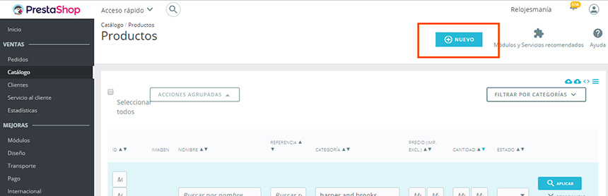 Cómo añadir productos en Prestashop