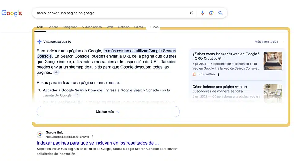 Ejemplo captura AI Overviews